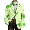 thumbnail image 2 of Handshe Men's Casual St. Patrick Print Long Sleeve Notch Lapel Jacket, Lightweight Double Button Closure Outdoor Coat for Daily Wear and Leisure Activities, 2 of 5