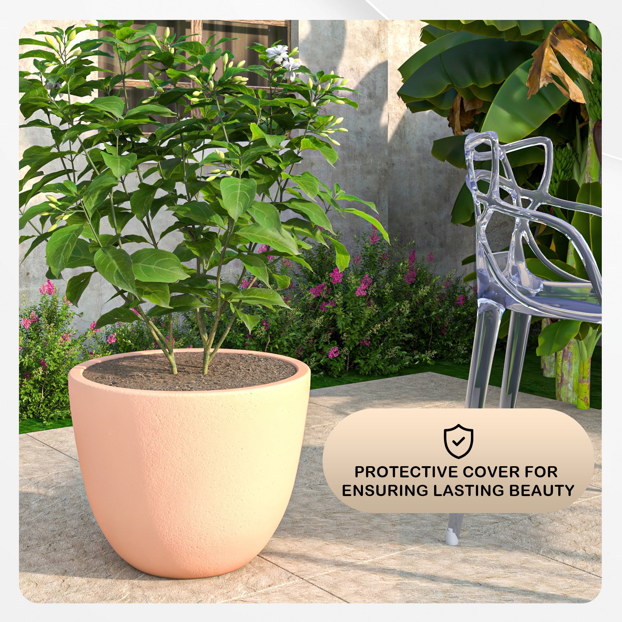 LeisureMod Dahlia Mid-Century Tapered Round Planter, Fiberstone & MgO Clay, Indoor/Outdoor Plant Pot