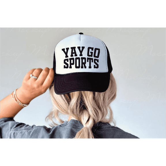 Southern Attitude Designs- Yay! Go Sports Black Unisex Foam Trucker Hat