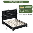 thumbnail image 6 of Uforic King Wingback Bed Frame with 58" Tall Headboard and USB Charging Stations, Tufted Velvet Upholstered Platform Bed, Easy Assembly, Black, 6 of 6