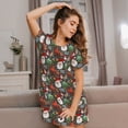thumbnail image 6 of Salouo Merry Christmas Print Short Sleeve Sleepshirt for Womens Comfy Nightgown Scoopneck Cute Nightdress Ruffle -Large, 6 of 7