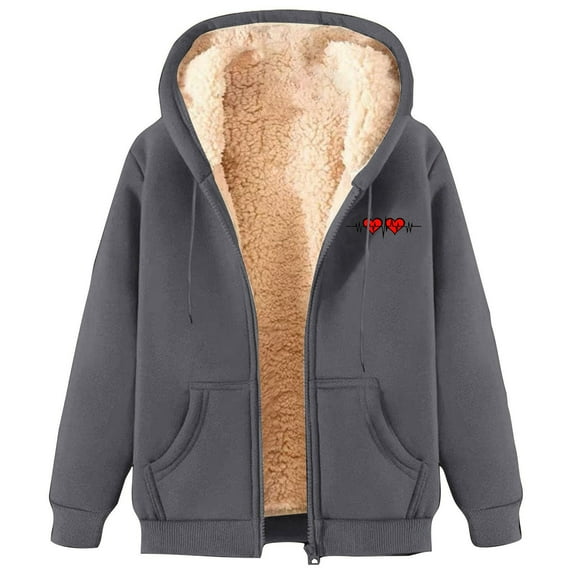 Winter Women Coats, Women's Casual Full Zip Up Hoodie Sweatshirt Long Sleeve Jacket Fleece Coat
