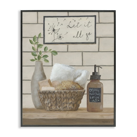 Stupell Industries Let It Go Bath Typography Painting Black Framed Art Print Wall Art, 11 x 14