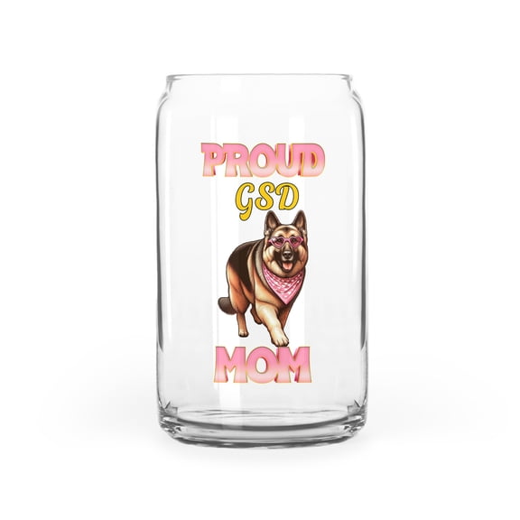 Proud German Shepherd Mom Happy Mother's Day with Love 16oz Glass Cup Mug Alsatian Dog Lover Gifts Glass Can - 02003