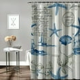 thumbnail image 2 of Fenyluxe  Nautical Coastal Shower Curtain Vintage Sailboat Compass Lighthouse Anchor Ocean Beach Seahorse Seashell Starfish Shower Curtains for Bathroom Decor, with Hooks 60x72, 2 of 7