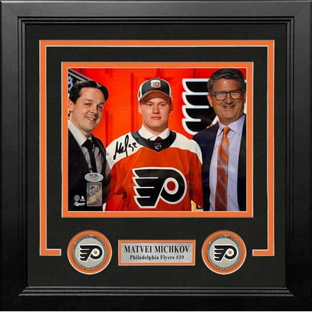 Matvei Michkov Draft Night Philadelphia Flyers Autographed 8" x 10" Framed Hockey Photo - PSA Authenticated