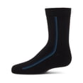 thumbnail image 2 of MeMoi Boys Dual-Stripe Cotton-Rich Fine-Gauge Crew Sock - Boys - Male, 9-11, Black, 2 of 6