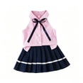 thumbnail image 4 of Amidoa Girls 2 Piece Outfits Summer Clothes Cute T-Shirts Sleeveless and Skirt Kids Clothing Sets Pink Size 2T, 4 of 9