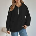 thumbnail image 6 of Yteetum Oversized Hoodies for Women Quarter Zip Up Lapel Drawstring Pullover Hooded Sweatshirts Top Womens Casual Solid Loose 1/4 Zip Up Turndown Collar Hooded Sweatshirts Fall Winter Colthes Clothes, 6 of 8