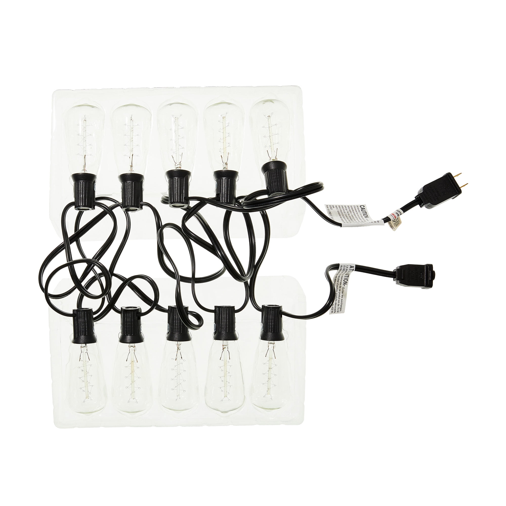 Mainstays Plug-in Edison Bulb String Light with 10 Lights - Warm White