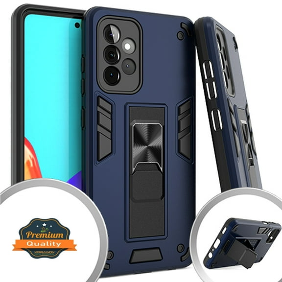 Xpression Case for Samsung Galaxy A52 5G with Built-in Slide Kickstand Shockproof Heavy Duty Dual Layer [Military Grade] Protective Rugged Phone Cover [Blue]