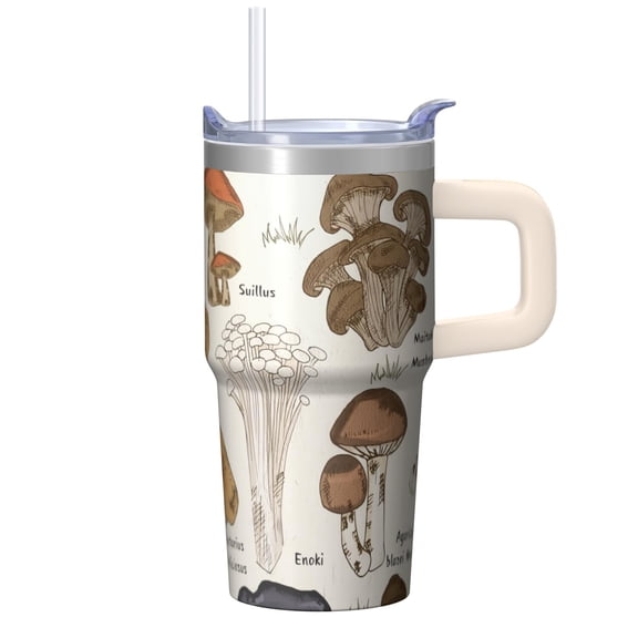 20oz Insulated Plants Tumbler with Handle, Stainless Steel Coffee Travel Mug, Double Wall Leak Proof Cup with Straw