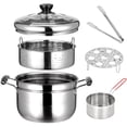 thumbnail image 4 of 6-Piece Stainless Steel Deep Fryer Pot Set, 4.2 Qt Multi-Function Cooking Pot with Glass Lid, Steamer Basket, Frying Basket, Food Tongs & Egg Rack, Ideal for Frying, Steaming, Boiling, Egg Dishes, 4 of 7