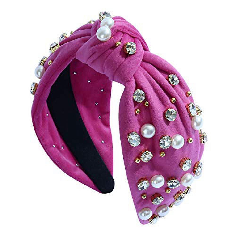 Hot Pink Pearl Rhinestone Headband – Purple Door Boutique