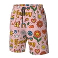 thumbnail image 5 of Kll Retro 70s Hippie Men'S Casual Summer Beach Shorts Hawaiian Shorts With Pockets-Large, 5 of 9