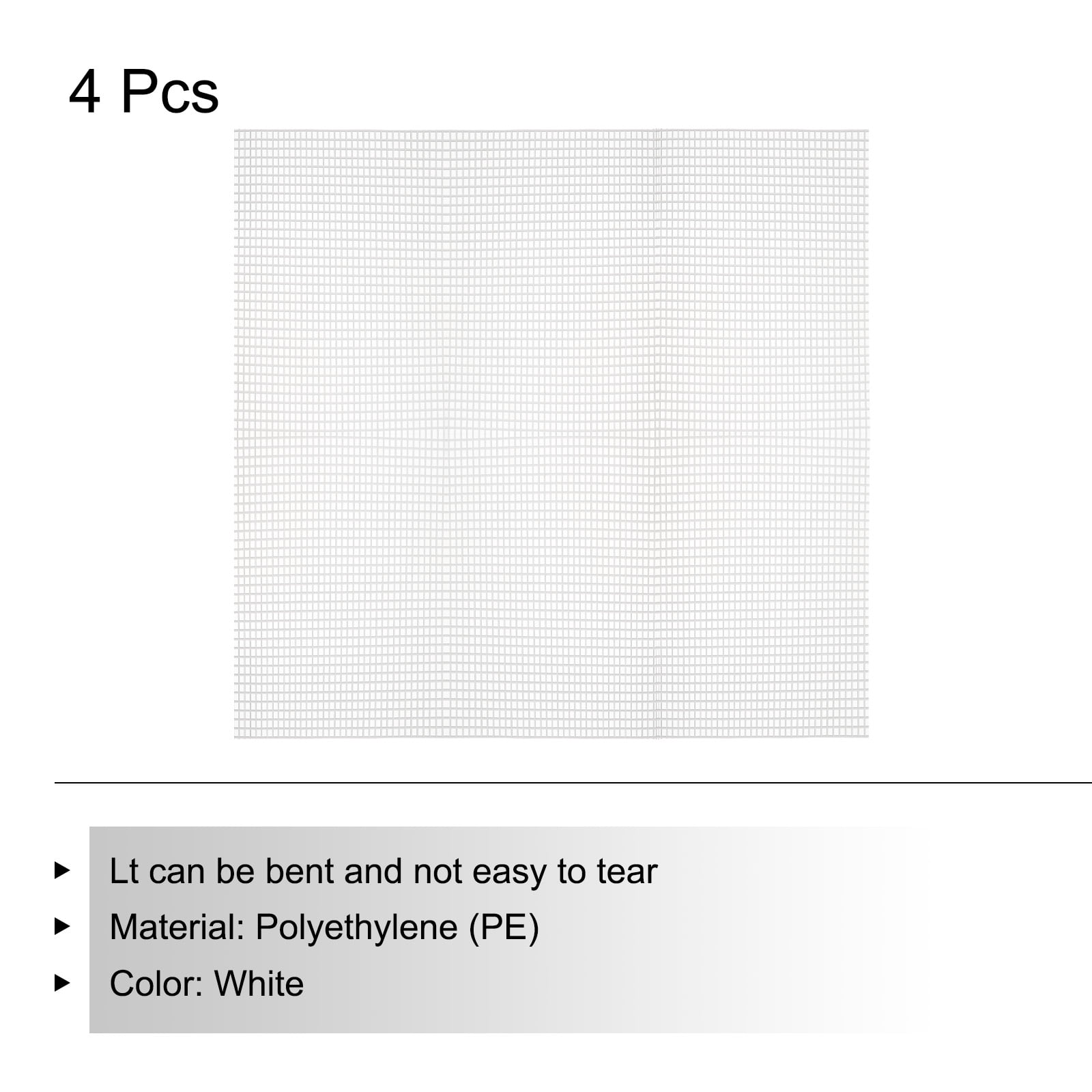 Plastic Mesh Canvas Sheet 38x36.5cm/15x14inch White Blank Canvas Rectangle 4mm Hole for Embroidery, Pack of 4