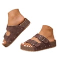 thumbnail image 1 of Fsqjgq Sandales pour Femmes Classiques à Double Cuir, Mules pour Femmes Confortables à Semelle en Liège, Mules Décontractées Rétro Respirantes, Sandales d'Intérieur et d'Extérieur en Plusieurs Couleurs, Mode Plage pour Femmes, 1 of 8