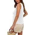 thumbnail image 5 of Women's Tank Tops Solid Color Deep V-Neck Tank Top with Floral Cutout and Tie-Front Detail Boho Style Lazy Slim Fit Daily Casual Outing Business Layering, 5 of 7