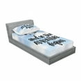 thumbnail image 3 of Saying Bedding Set with Sheet & Covers, Airplane Vacation Doodle Hand Lettering Adventure Words Cloudy Sky Ink Art, Printed Bedroom Decor 2 Shams, 4 Sizes, Blue Black and White, by Ambesonne, 3 of 3