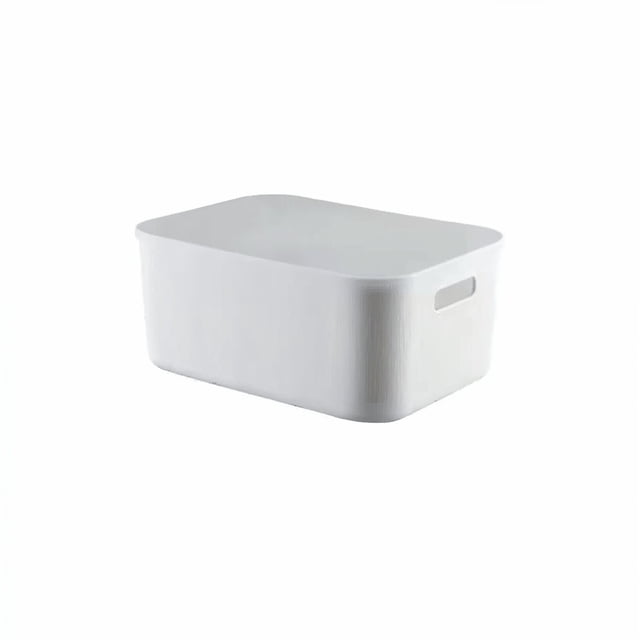 TechGen Stackable Plastic Storage Baskets without Lids, White Drawer Organizer Bins, Space-Saving Design, 5-Piece Set