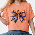 thumbnail image 2 of Towmus Halloween Shirts for Women Pumpkin Face Bow Graphic T Shirt Short Sleeve Funny Top Tees, 2 of 6