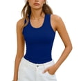 thumbnail image 2 of Asxite Tank Tops for Women Sleeveless Solid Color U Neck Ribbed Knit Casual Blouse, 2 of 6