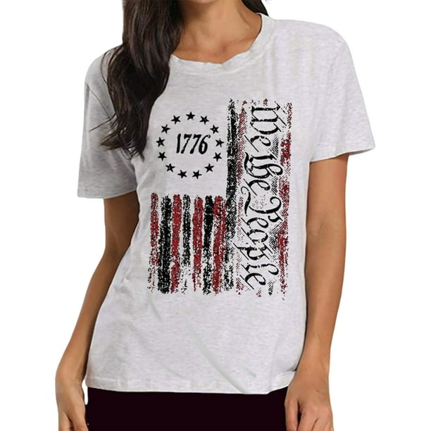 Tops De Verano Blusa superior patriótica para mujer, atuendo diario informal, vacaciones (gris M) Cgtredaw Para estrenar
