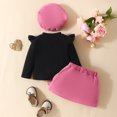 thumbnail image 5 of Gibobby Conjunto con capucha para niño Conjunto de ropa para niñas pequeñas, invierno, manga larga, letras, animados, falda, sombrero, 3 uds.(Negro,2-3 Años), 5 of 5