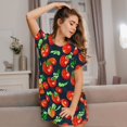 thumbnail image 3 of Fotbe Tomatoes Bata de Dormir para Mujer con Estampado, Camisón de Algodón de Manga Corta, Ropa de Dormir Casual, 3 of 6