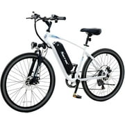 Narrak Electric Mountain Bike for Adults 26" Step-Over Commuting Ebike for Men Women with Peak Power 540W, 374WH Removable Battery, LCD Display, 7 Gears & Front Shock Absorber (Step Over - White)