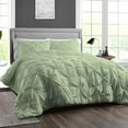 thumbnail image 2 of CCNY 100% Microfiber Duvet Cover with 2 Matching Pillowcases King/Cal King Size Pinch Pattern, Zipper Closure, Corner Ties (Moss), 2 of 7