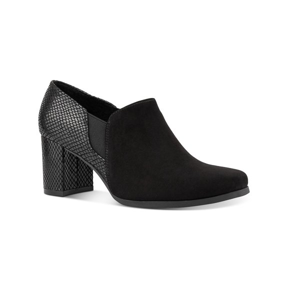 KAREN SCOTT Womens Black Mixed Media Two Toned Goring Padded Tillen Square Toe Block Heel Slip On Dress Boots 7.5 M
