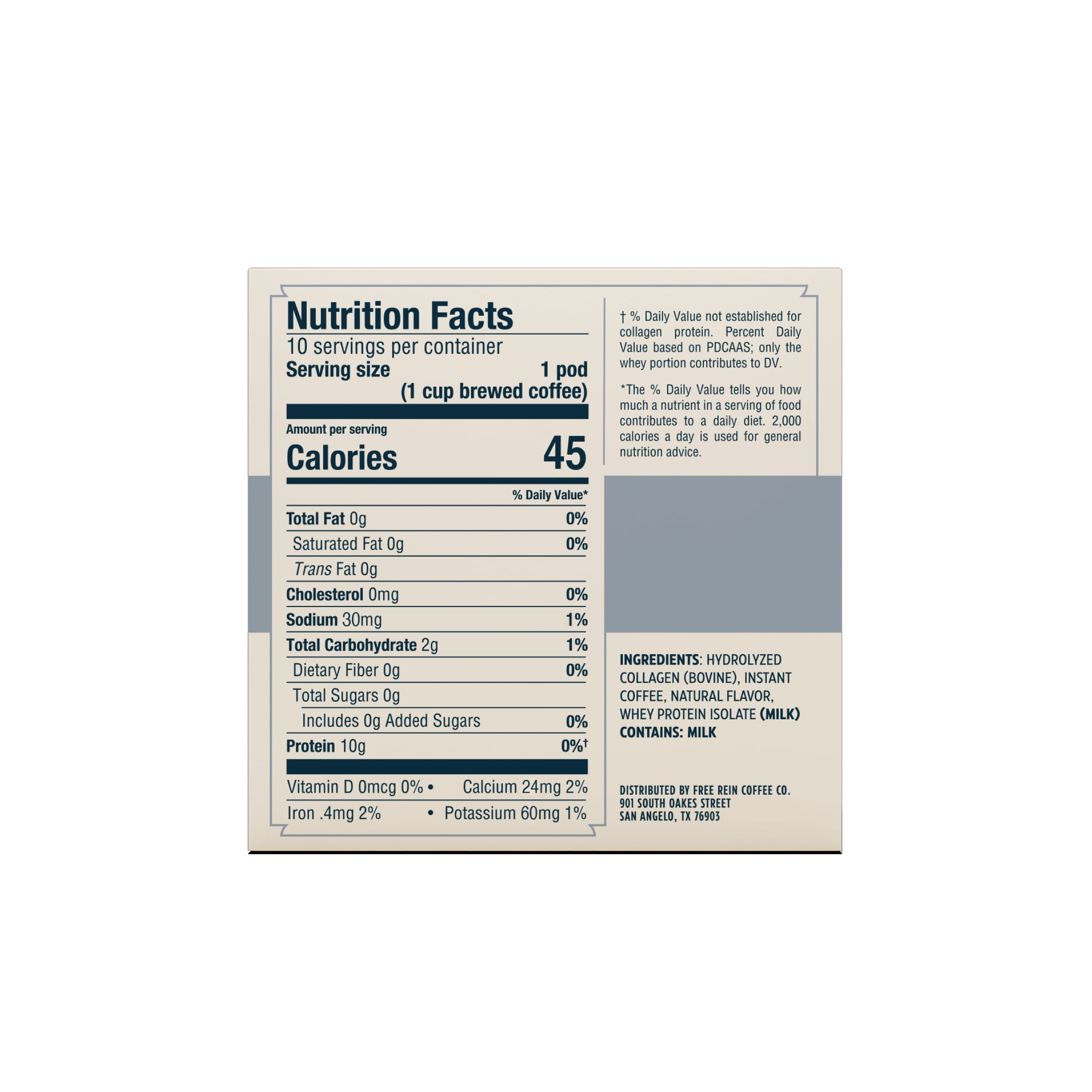Free Rein Coffee Company Vanilla Protein Pods (10 Count)