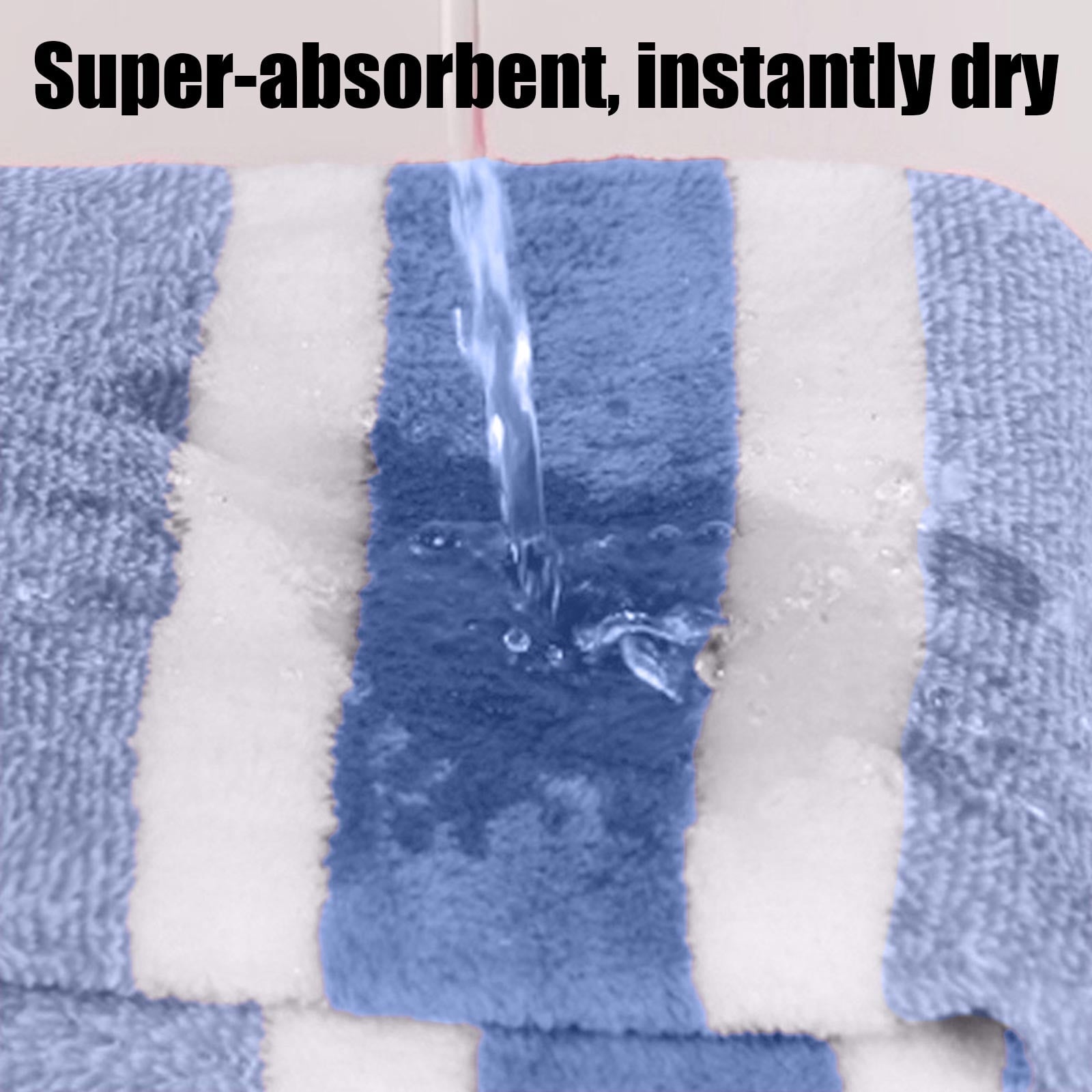 Ultra Soft Bath Towel Set 8-Piece, Velvet Wide Stripe Towel Washcloth Bath Towel, Microfiber Absorbent Quick Dry Towels for Bathroom, Spa, Gym, Pool Shower Beach (Blue)