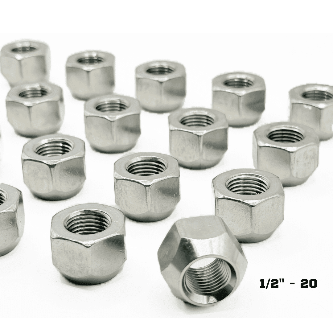MIGHTY FASTENERS 304 Stainless Steel Open Cone Wheel Nuts, 1/2"-20 Thread, Ideal for Trailers and RVs, Corrosion Resistant, 10-Pack