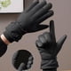 thumbnail image 5 of Guantes de ciclismo con pantalla táctil | Guantes de cinco dedos impermeables, resistentes al viento y cálidos con forro polar | Agarre antideslizante con correa ajustable en la muñeca | Deportes de, 5 of 6
