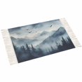 thumbnail image 2 of Blue Mountain Peak Area Rug 3x5ft Woven Runner Rug,Forest Tree Bird Fog Landscape Washable Living Room Hallway Bedroom Kitchen Carpet with Tassels,Indoor Outdoor Throw Door Mat for Entryway, 2 of 5