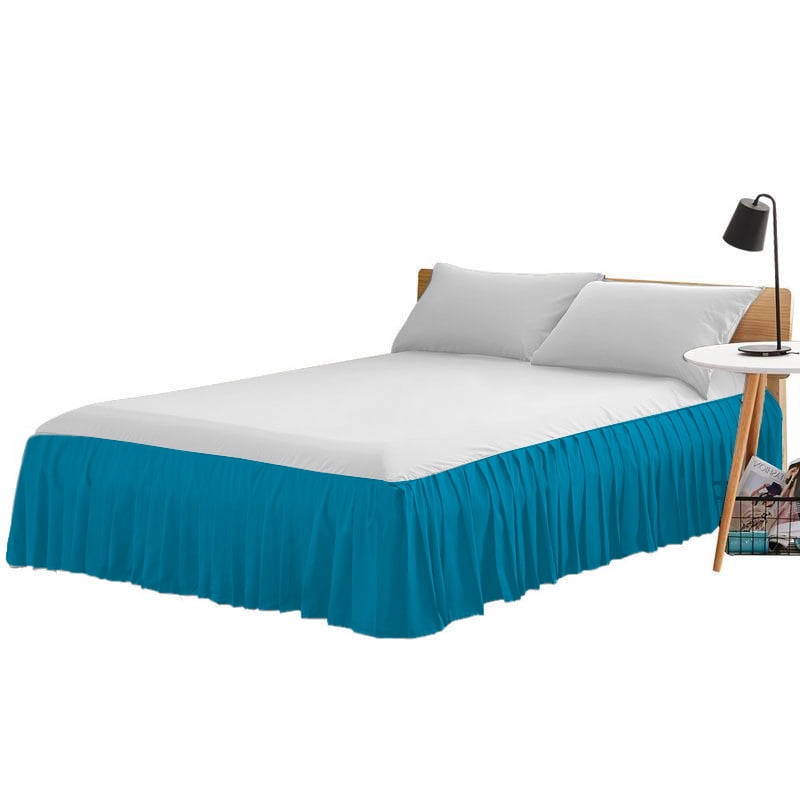 All Size US Egyptian Cotton Solid White-Navy Blue Valance//Bedskirt Two Tone