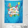 thumbnail image 1 of Blue Tapestry, Wavy Blue Colored Backdrop with Greeting Text Party Hats Best Wishes, Fabric Wall Hanging Decor for Bedroom Living Room Dorm, 5 Sizes, Multicolor, by Ambesonne, 1 of 1