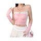 thumbnail image 2 of VISgogo Blusas de verano para mujer, con tirantes finos, decoración de dobladillo de encaje, camisa casual elástica sin mangas VISgogo moda, 2 of 9
