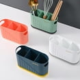 thumbnail image 3 of Dream Lifestyle Utensil Holder,Wall Mount Utensil Caddies Holder with 3 Divided Compartments Removable Bottom Plate and Hooks,Plastic Draining Utensil Holder for Storage Spoon Fork Chopsticks, 3 of 8