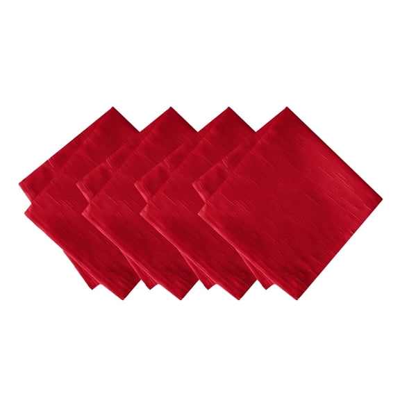 Elrene Home Fashions Continental Solid Texture Water and Stain Resistant Napkins, Set of 4, Red, 17" x 17"