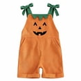 thumbnail image 7 of Unisex kids Corduroy Short Overalls, Pumpkin Felt Appliques Sleeveless Dungarees with Pockets, Comfort Baby Outfit for First Halloween Photoshoots and Pumpkin Patch Visits for 1-7 Years, 7 of 7