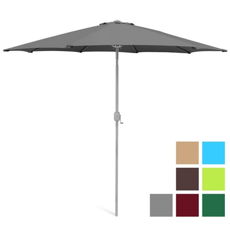 Best Choice Products 9ft Outdoor Water/UV-Resistant Market Patio Umbrella w/ Crank Tilt Adjustment, 180G Polyester, Wind Vent, 1.5in Diameter Aluminum Pole - (Best Patio Umbrella For The Price)