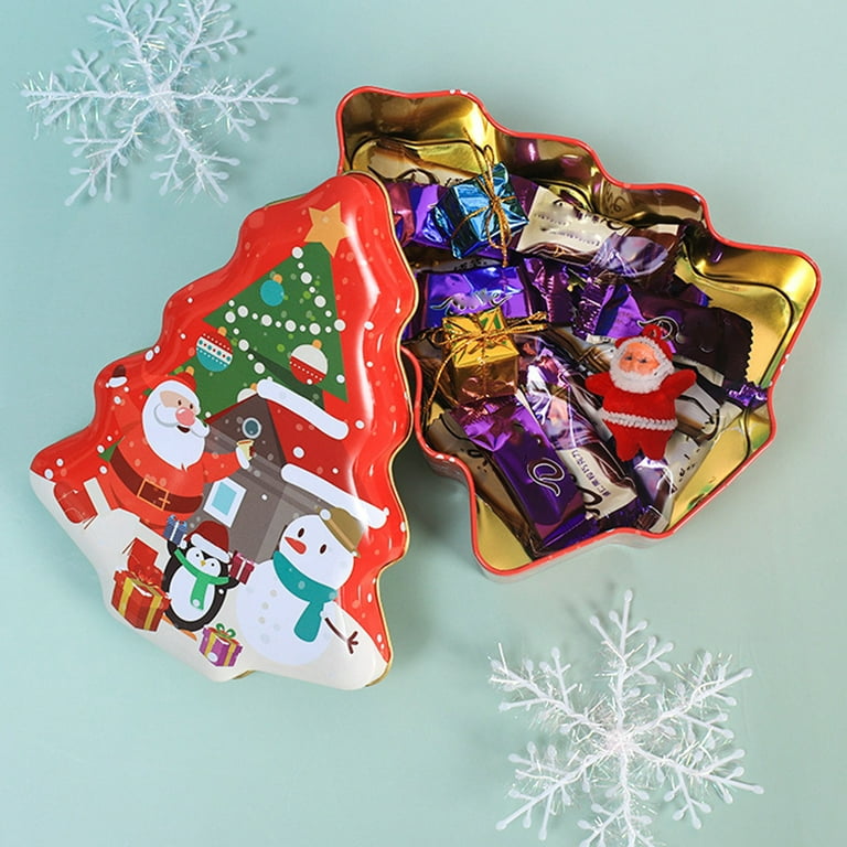 Christmas Decorations 1pc Christmas Gift Box for Children with Santa Claus & Christmas Tree Design Can Hold Cookies, Candy and Other Small Gifts