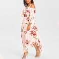 thumbnail image 4 of Tawop Summer Dresses 2023 Fashion Women Off Shoulder Plus Size Lace Up Maxi Flowing Floral Print Dress Independence Day Clothes White 12, 4 of 7