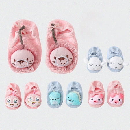 

Yesbay 2 Pair Toddler Socks Shape Anti-skid Bottom Soft Newborn Cartoon Ankle Socks Baby Supplies