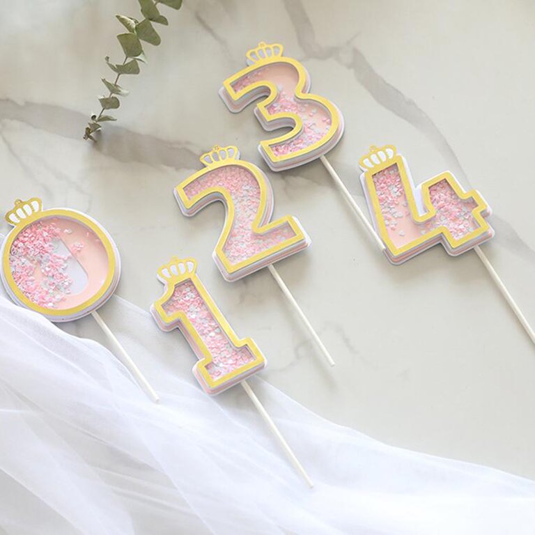 1pc Glitter Digital Cake Topper, 0-9 Décoration De Gâteau En