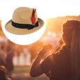 thumbnail image 4 of Sombrero de Jazz de Panamá de ala corta para viajes al aire libre, sombreros Fedora informales decorativos Zulema Sombrero de copa Panamá Jazz, 4 of 8