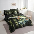 thumbnail image 4 of Feelyou Rustic Bass Fish Twin Bedding Sets 7-Piece, Green Camo American Flag Bedding Comforter Set, Hunting and Fishing Reversible Sheet Sets, Breathable Home Decor, 4 of 9